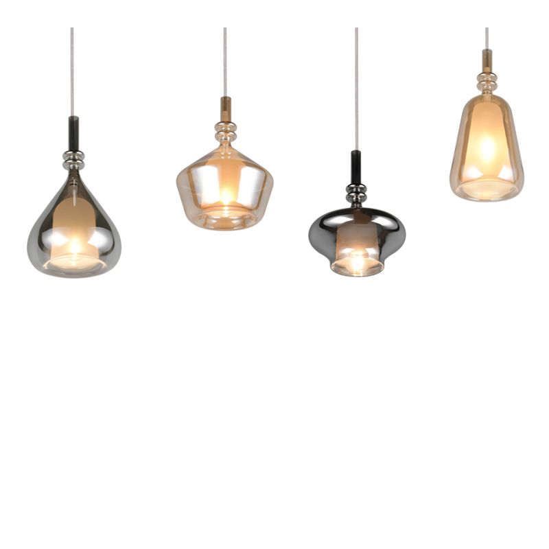 Trio-349400417 - Aldea - White 4 Light over Island Fitting with Decorative Glass