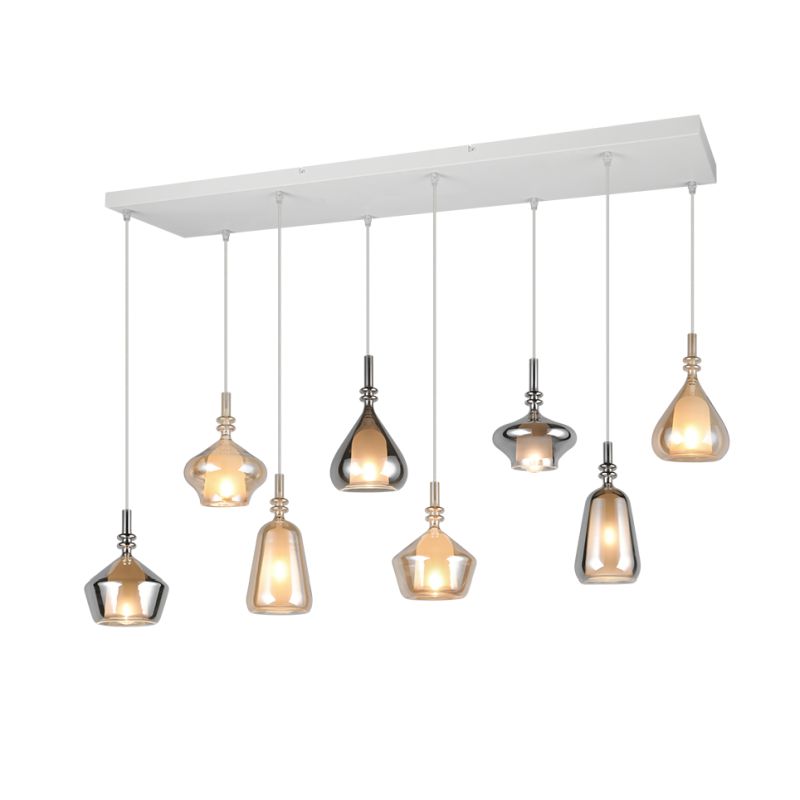Trio-349400817 - Aldea - White 8 Light over Island Fitting with Decorative Glass