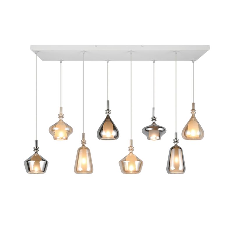 Trio-349400817 - Aldea - White 8 Light over Island Fitting with Decorative Glass