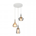 Aldea - White 3 Light Cluster Pendant with Decorative Glass Aldea - White 3 Light Cluster Pendant with Decorative Glass