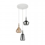 Aldea - White 3 Light Cluster Pendant with Decorative Glass Aldea - White 3 Light Cluster Pendant with Decorative Glass