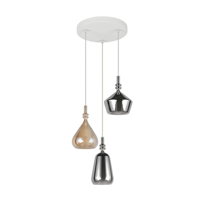 Trio-349430317 - Aldea - White 3 Light Cluster Pendant with Decorative Glass