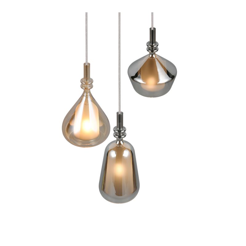 Trio-349430317 - Aldea - White 3 Light Cluster Pendant with Decorative Glass
