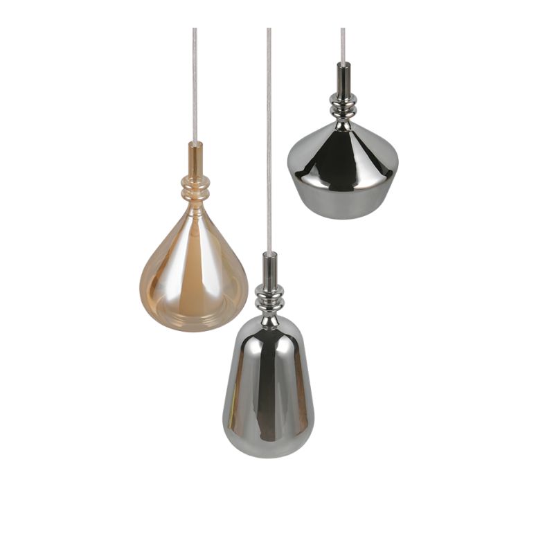 Trio-349430317 - Aldea - White 3 Light Cluster Pendant with Decorative Glass