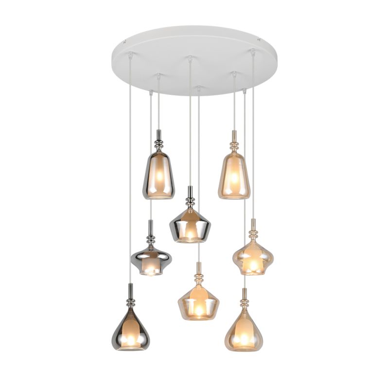 Trio-349430817 - Aldea - White 8 Light Cluster Pendant with Decorative Glass