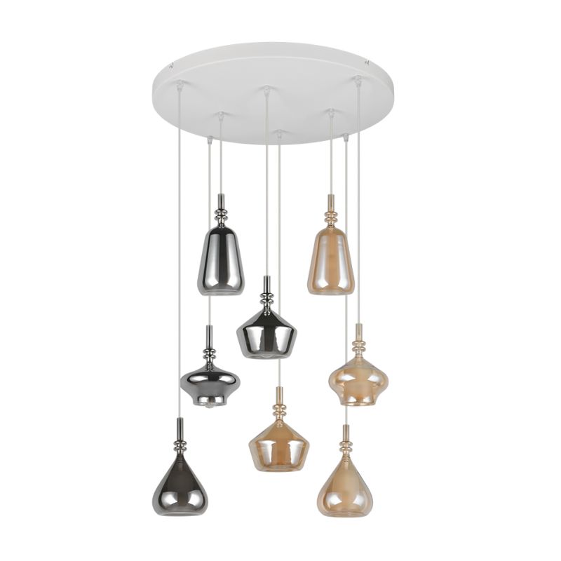 Trio-349430817 - Aldea - White 8 Light Cluster Pendant with Decorative Glass