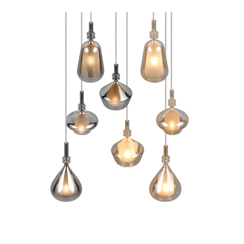 Trio-349430817 - Aldea - White 8 Light Cluster Pendant with Decorative Glass