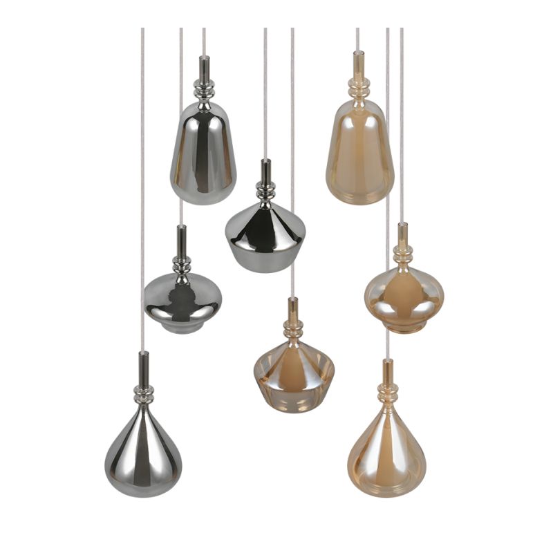 Trio-349430817 - Aldea - White 8 Light Cluster Pendant with Decorative Glass