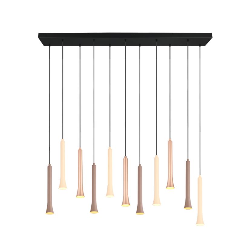 Trio-352011117 - Fiato - Matt Black 11 Light CCT over Island Fitting with Multicolour Shades