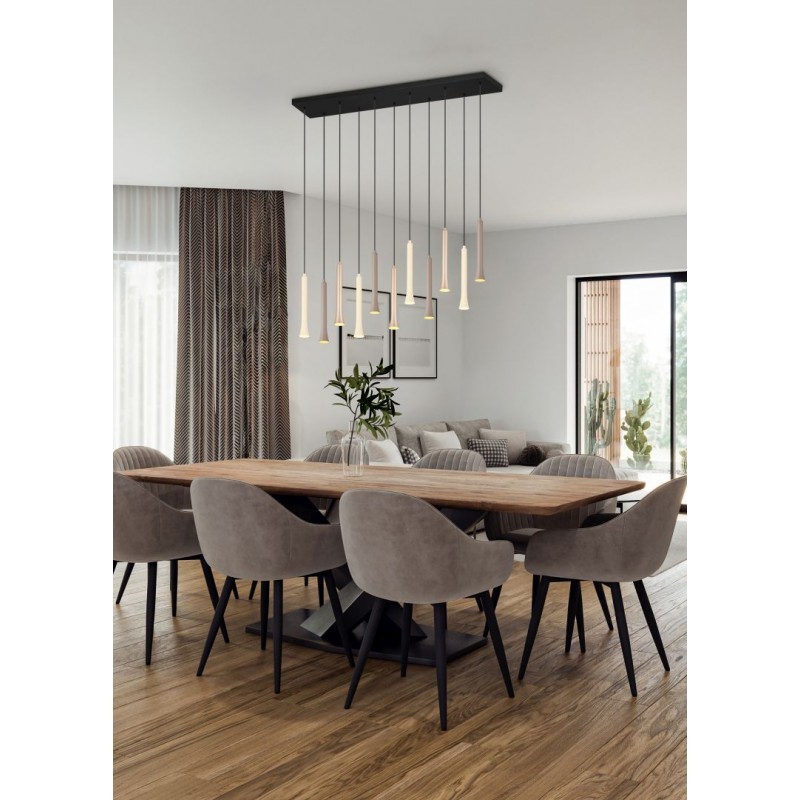 Trio-352011117 - Fiato - Matt Black 11 Light CCT over Island Fitting with Multicolour Shades