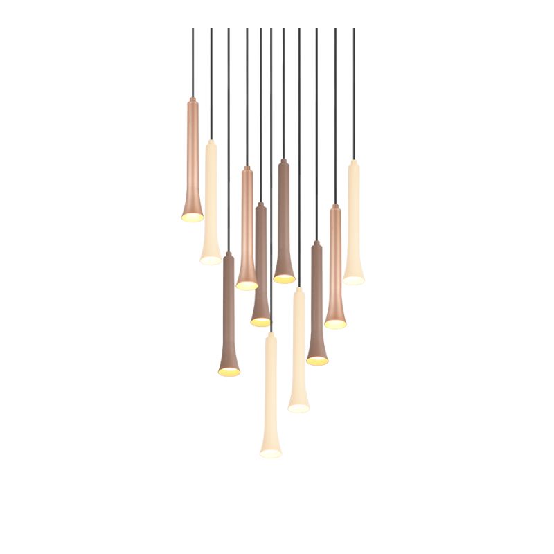 Trio-352091117 - Fiato - Matt Black 11 Light CCT Cluster Pendant with Multicolour Shades