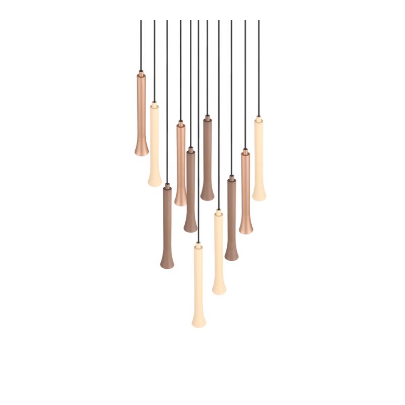Trio-352091117 - Fiato - Matt Black 11 Light CCT Cluster Pendant with Multicolour Shades