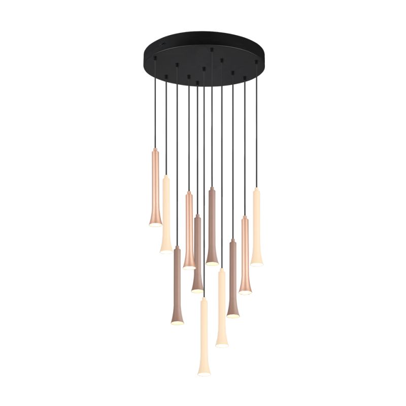 Trio-352091117 - Fiato - Matt Black 11 Light CCT Cluster Pendant with Multicolour Shades