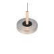 - Celeste - Black & Wood LED Pendant with Smoked Glass Trio-354910132 - Celeste - Black & Wood LED Pendant with Smoked Glass