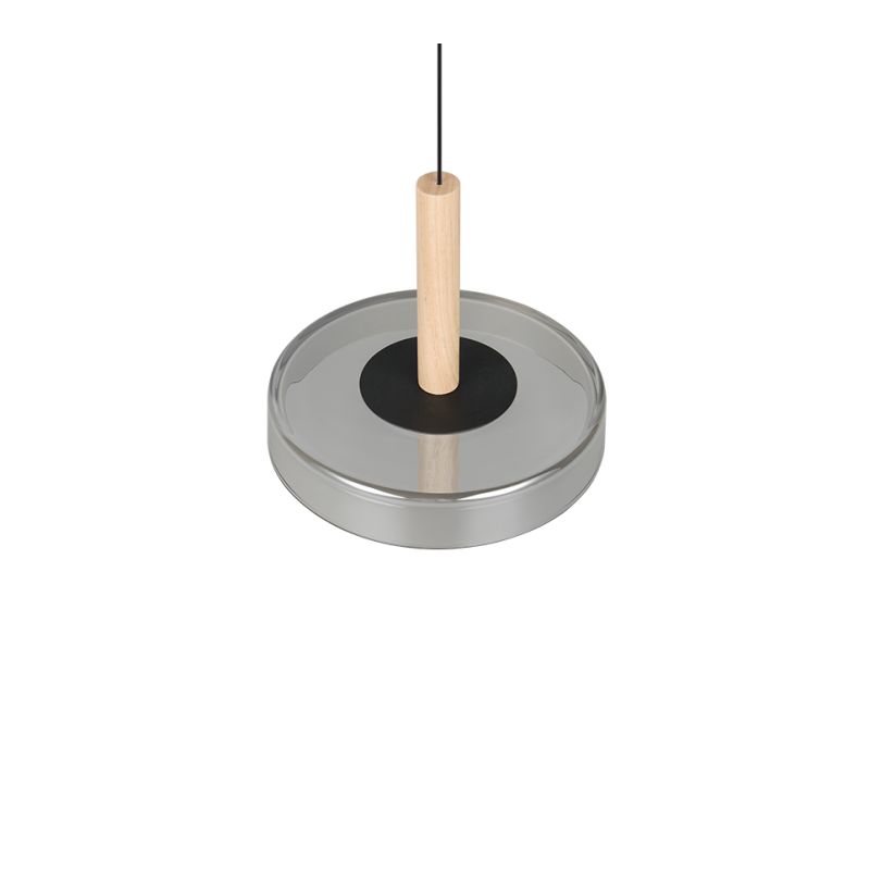 - Celeste - Black & Wood LED Pendant with Smoked Glass Trio-354910132 - Celeste - Black & Wood LED Pendant with Smoked Glass
