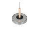 - Celeste - Black & Wood LED Pendant with Smoked Glass Trio-354910132 - Celeste - Black & Wood LED Pendant with Smoked Glass