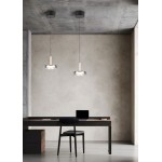Celeste - Black & Wood LED Pendant with Smoked Glass