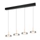 Trio-354910432 - Celeste - Black & Wood 4 Light LED over Island Fitting with Smoked Glass