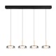 Trio-354910432 - Celeste - Black & Wood 4 Light LED over Island Fitting with Smoked Glass