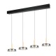 Trio-354910432 - Celeste - Black & Wood 4 Light LED over Island Fitting with Smoked Glass