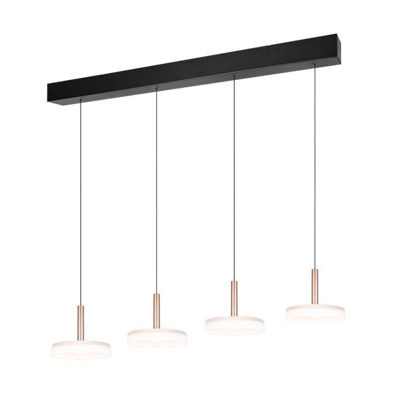 Trio-354910465 - Celeste - Black & Coffee 4 Light LED over Island Fitting with White Glass