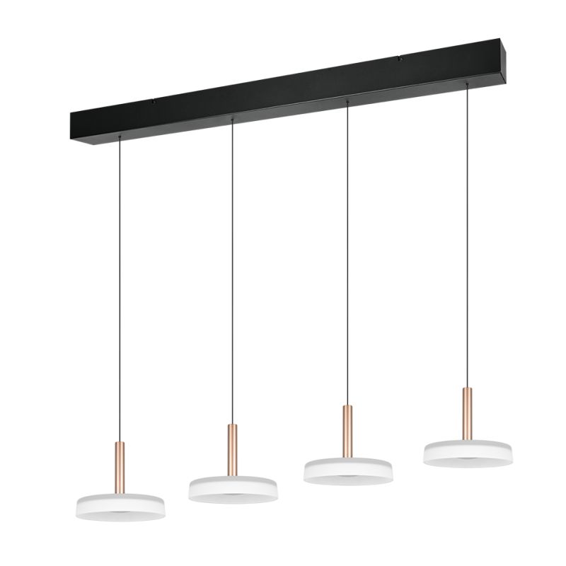 Trio-354910465 - Celeste - Black & Coffee 4 Light LED over Island Fitting with White Glass