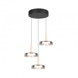 Celeste - Black & Wood 3 Light LED Cluster Pendant with Smoked Glass Celeste - Black & Wood 3 Light LED Cluster Pendant with Smoked Glass