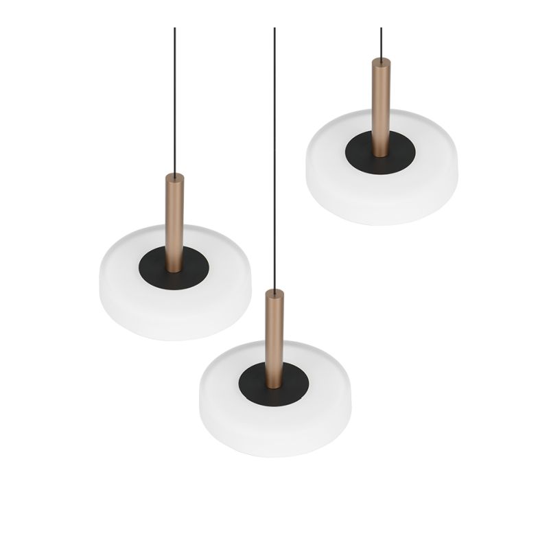 Trio-354930365 - Celeste - Black & Coffee 3 Light LED Cluster Pendant with White Glass