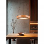 Lynwood - Black LED Pendant with Wooden Shade