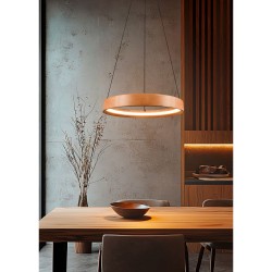 Lynwood - Black LED Pendant with Wooden Shade