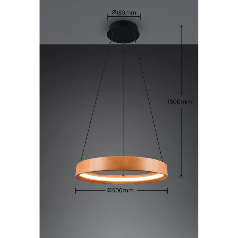 Trio-355030130 - Lynwood - Black LED Pendant with Wooden Shade