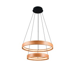 Lynwood - Black 2 Light LED Pendant with Wooden Shade