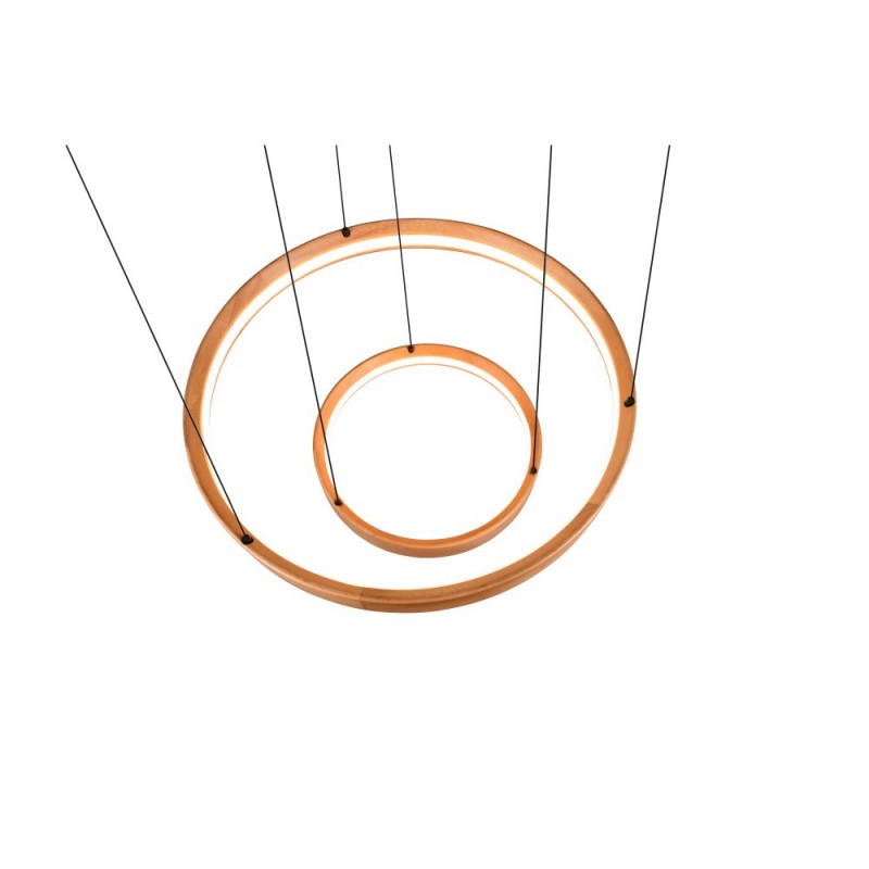 Trio-355039130 - Lynwood - Black 2 Light LED Pendant with Wooden Shade