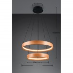 Lynwood - Black 2 Light LED Pendant with Wooden Shade