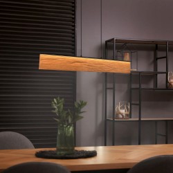 Kalea - Black LED over Island Fitting with Natural Wood