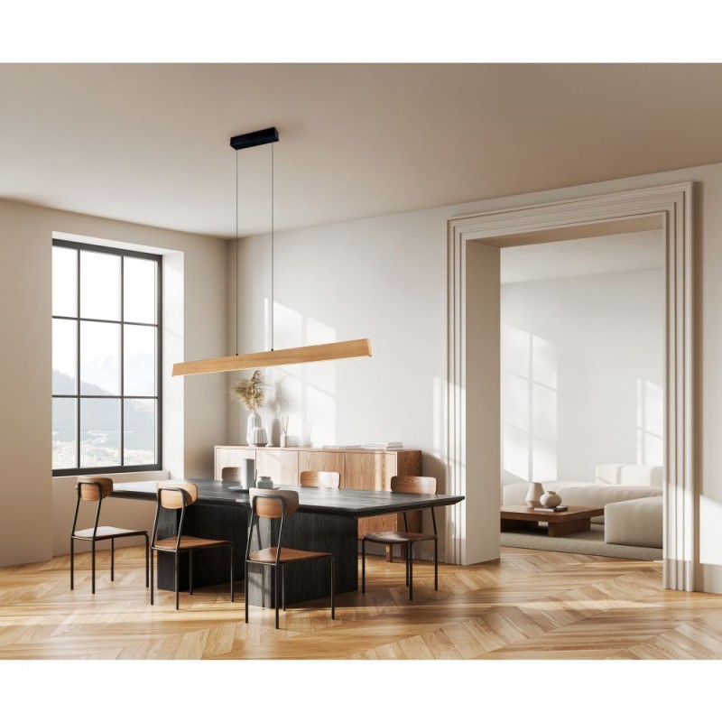 Trio-359719130 - Edgewood - Black CCT Linear Profile with Wooden Shade