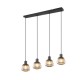 - Tarifa - Black 4 Light over Island Fitting with Mirrored Smoked Ribbed Glass Trio-362800432 - Tarifa - Black 4 Light over Island Fitting with Mirrored Smoked Ribbed Glass