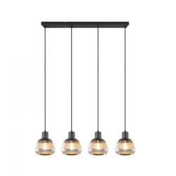 Tarifa - Black 4 Light over Island Fitting with Mirrored Smoked Ribbed Glass Tarifa - Black 4 Light over Island Fitting with Mirrored Smoked Ribbed Glass