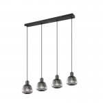 Tarifa - Black 4 Light over Island Fitting with Mirrored Smoked Ribbed Glass Tarifa - Black 4 Light over Island Fitting with Mirrored Smoked Ribbed Glass