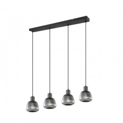 Tarifa - Black 4 Light over Island Fitting with Mirrored Smoked Ribbed Glass Tarifa - Black 4 Light over Island Fitting with Mirrored Smoked Ribbed Glass