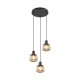 - Tarifa - Black 3 Light Cluster Pendant with Mirrored Smoked Ribbed Glass Trio-362830332 - Tarifa - Black 3 Light Cluster Pendant with Mirrored Smoked Ribbed Glass