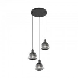 Tarifa - Black 3 Light Cluster Pendant with Mirrored Smoked Ribbed Glass Tarifa - Black 3 Light Cluster Pendant with Mirrored Smoked Ribbed Glass