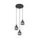 - Tarifa - Black 3 Light Cluster Pendant with Mirrored Smoked Ribbed Glass Trio-362830332 - Tarifa - Black 3 Light Cluster Pendant with Mirrored Smoked Ribbed Glass