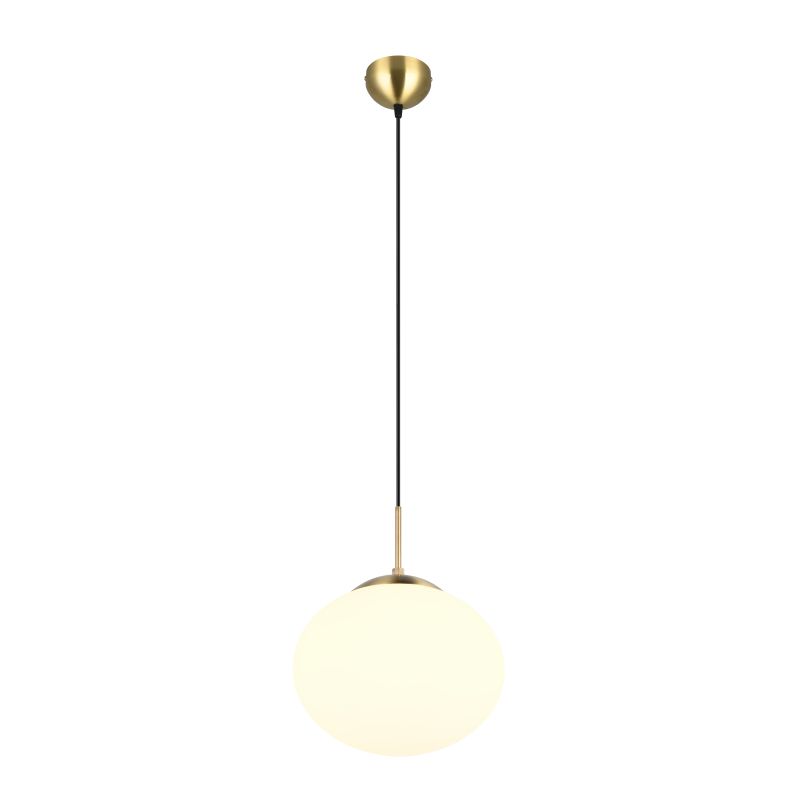 Trio-363100108 - Fomento - Matt Brass Pendant with White Oval Glass