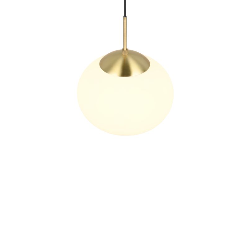 Trio-363100108 - Fomento - Matt Brass Pendant with White Oval Glass