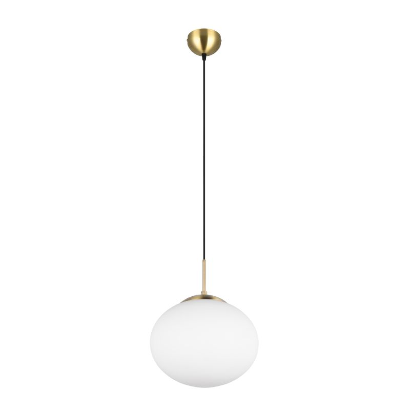 Trio-363100108 - Fomento - Matt Brass Pendant with White Oval Glass