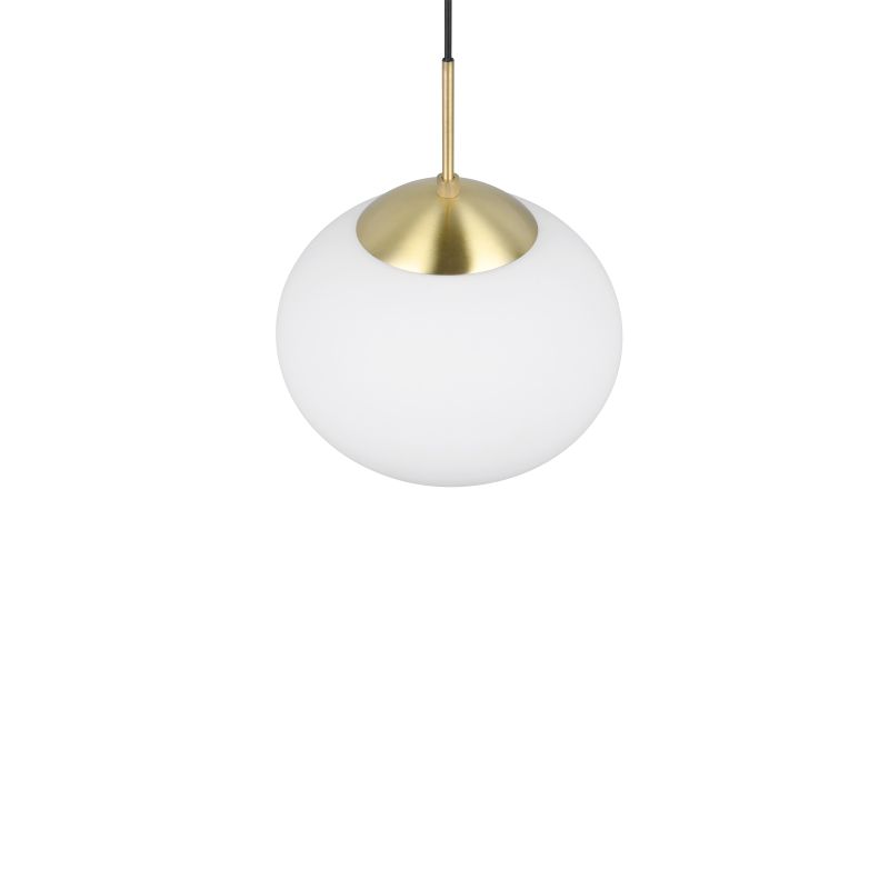 Trio-363100108 - Fomento - Matt Brass Pendant with White Oval Glass