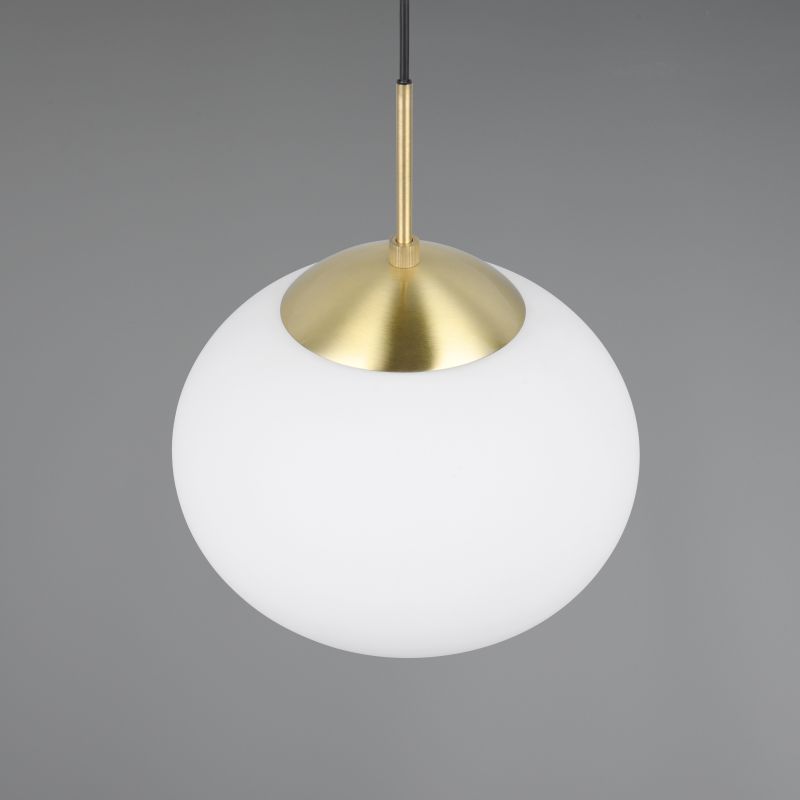 Trio-363100108 - Fomento - Matt Brass Pendant with White Oval Glass