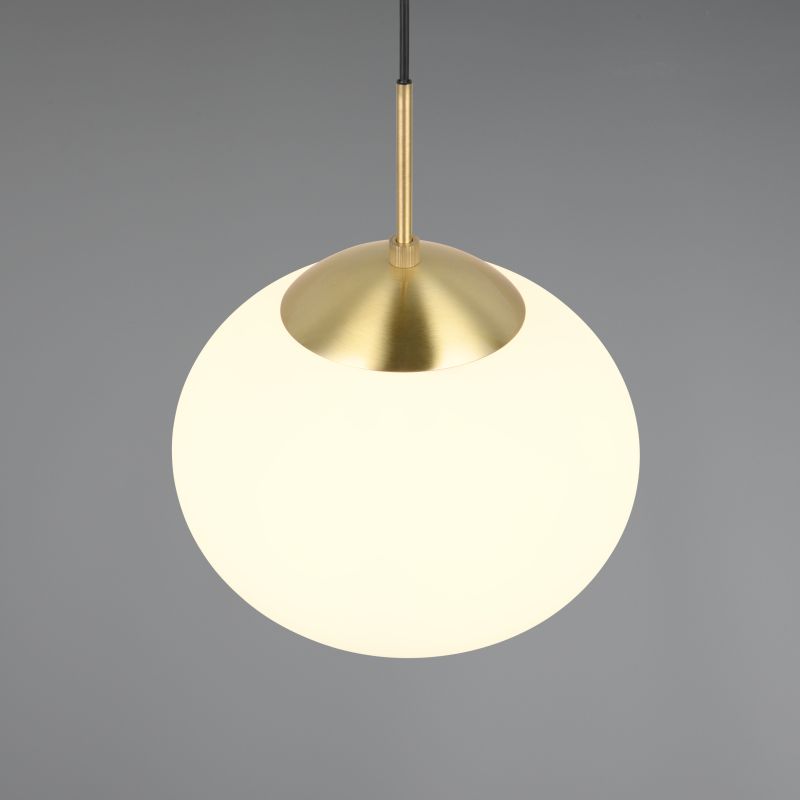 Trio-363100108 - Fomento - Matt Brass Pendant with White Oval Glass