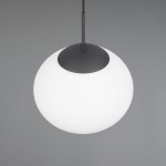 Fomento - Matt Black Pendant with White Oval Glass Ø 30 cm Fomento - Matt Black Pendant with White Oval Glass Ø 30 cm